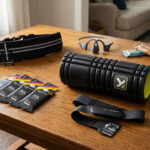 a table with multiple gift ideas for runners