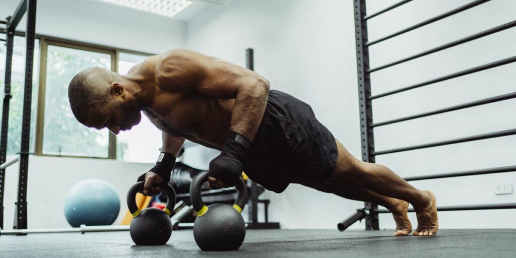 a man doing strength training