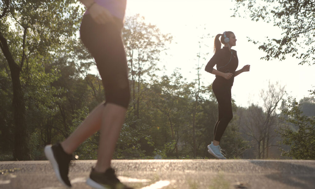 women warming up for a run