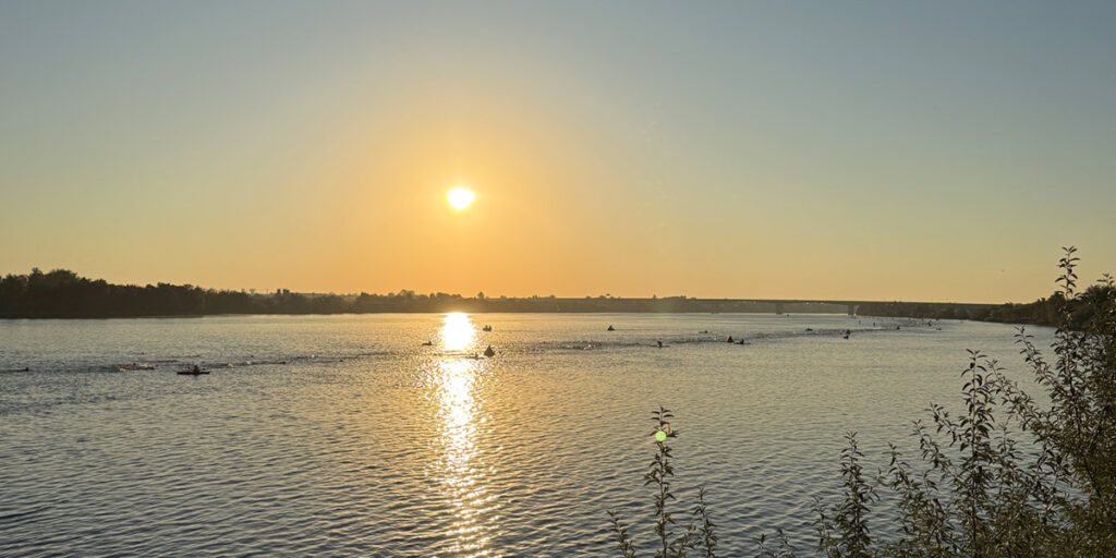 Athletes swimming downriver during the 2026 ironman 70.3 Washington Tri-Cities