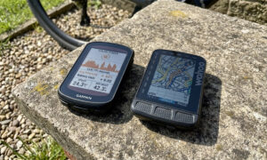wahoo and garmin cycling computer side by side
