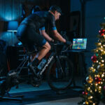triathlete training indoors during off-season, Christmas time